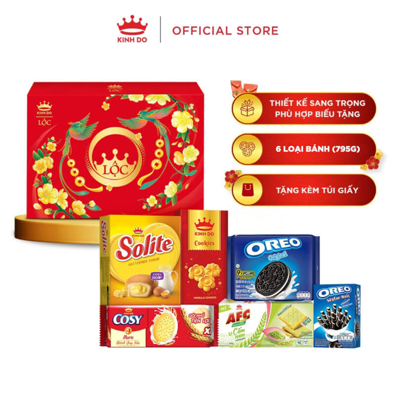 BỘ QUÀ TẾT KINH ĐÔ LỘC PHÚ QUÝ - HỘP GIẤY CỨNG CÁP 795G